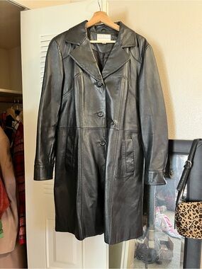 Vintage Worthington Women's Black Leather Trench Coat